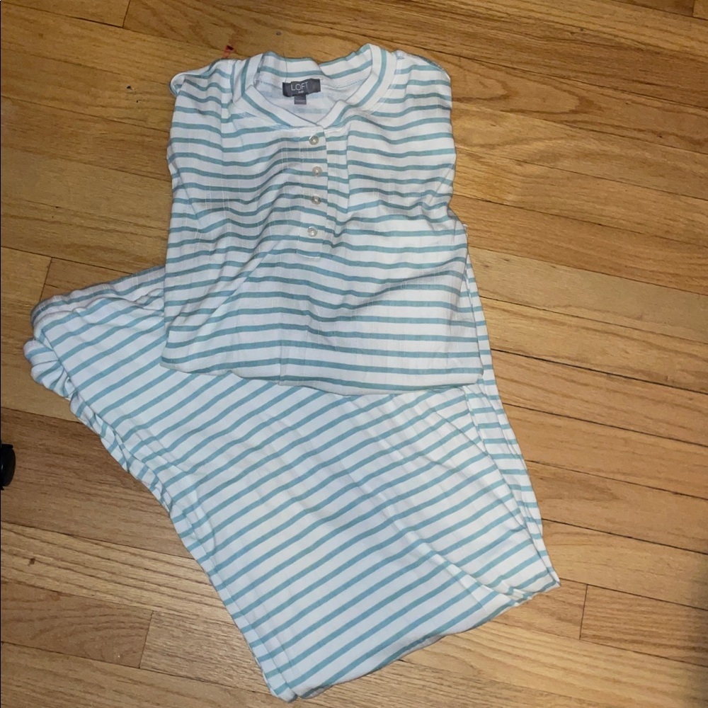 Loft White & Green Pajama Set XXL